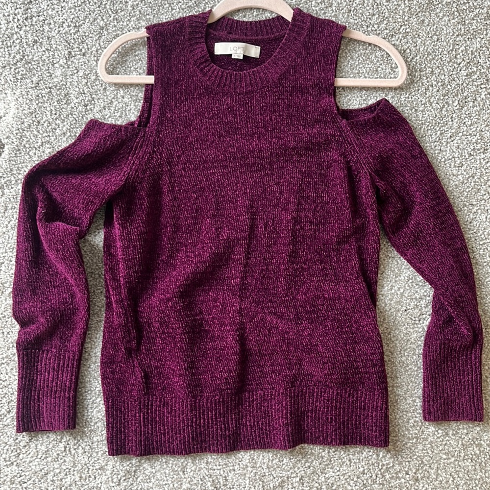 Loft cold shoulder chenille top